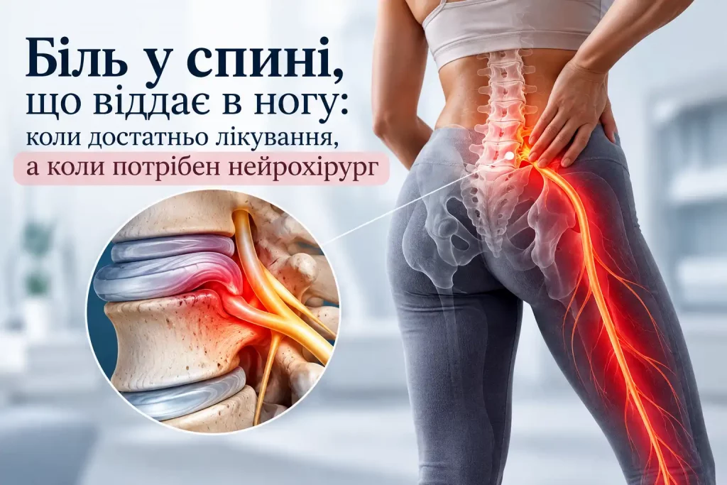 Біль у попереку віддає в ногу: причини та лікування - Нейрохірург Наталія Скіжа 2026